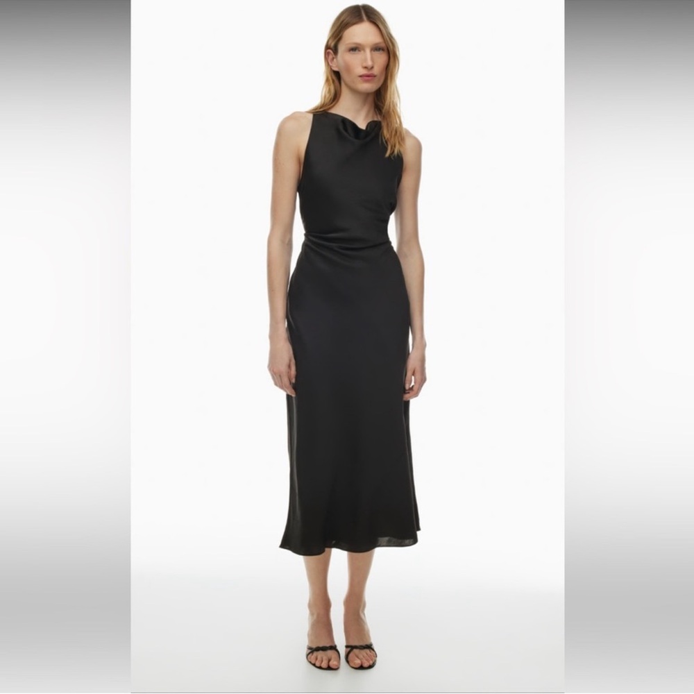 Aritzia Wilfred Portrait Satin Dress in Ashen